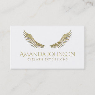 Carte De Visite Parties scintillant Lashes White Gold Wings Simple