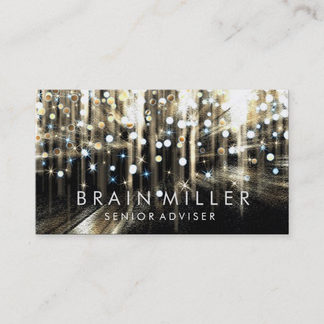 Carte De Visite Parties scintillant Llow Sparkle Bokeh Mode élégan (Devant)