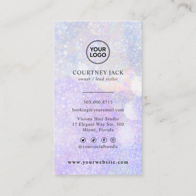 Carte De Visite  Parties scintillant Logo personnalisée Bokeh Mode (Dos)