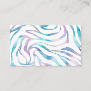 Carte De Visite Parties scintillant moderne bleu violet Glam Zebra