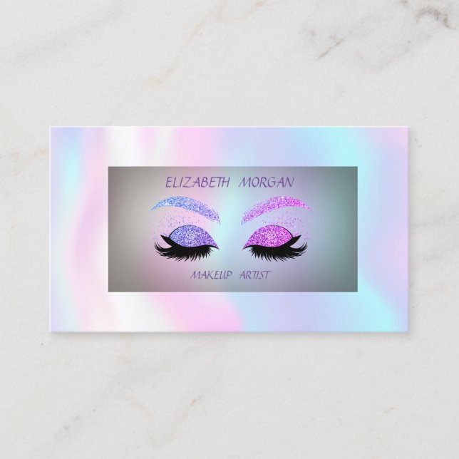 Carte De Visite Parties scintillant moderne Faux Lashes, Holograoh (Devant)