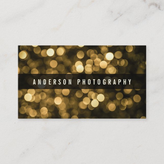 Carte De Visite Parties scintillant moderne or subtil Bokeh | CART (Devant)