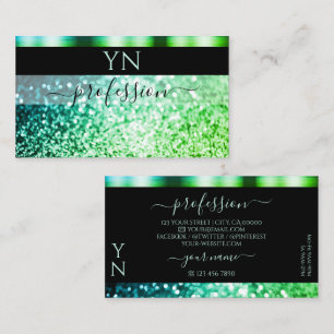 Carte De Visite Parties scintillant moderne Turquoise noir vert br