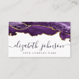Carte De Visite Parties scintillant moderne violet or Agate marbre