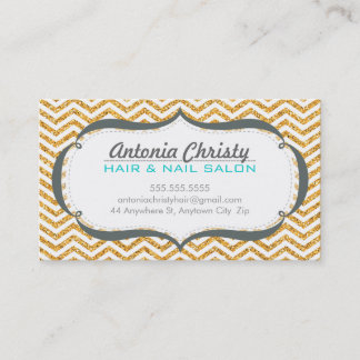 Carte De Visite Parties scintillant motif en faux or du chevron mo