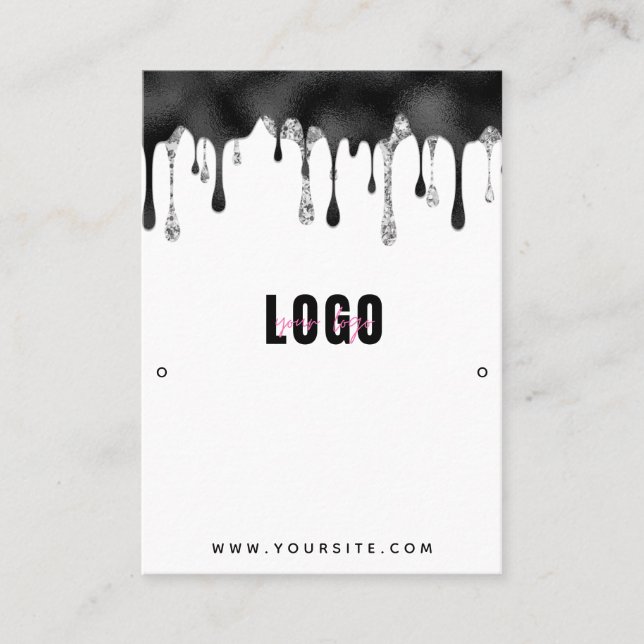 Carte De Visite Parties scintillant noire Boucles d'oreilles Bijou (Devant)