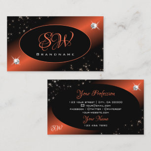 Carte De Visite Parties scintillant noire de luxe Stars Bijoux Mon