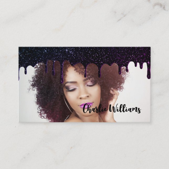 Carte De Visite Parties scintillant noire QR Code Ajouter votre pr (Devant)