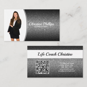 Carte De Visite Parties scintillant Ombre Noir Professionnelle Pho