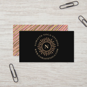 Carte De Visite Parties scintillant Or de luxe Monogram Stripes