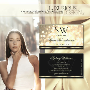 Carte De Visite Parties scintillant or de luxe Monogramme Black Go