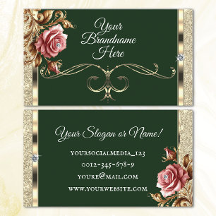 Carte De Visite Parties scintillant Or de luxe rose Rose Vintage f