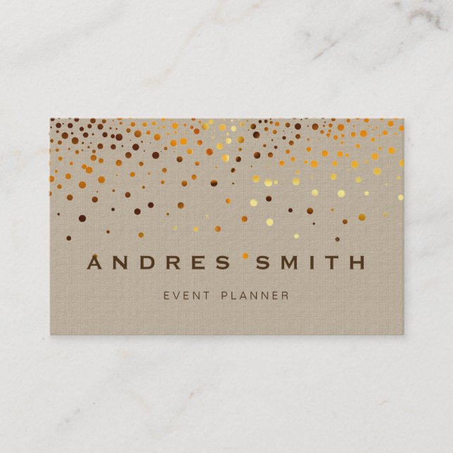 Carte De Visite Parties scintillant Or Faux Foil Confetti Noir (Devant)