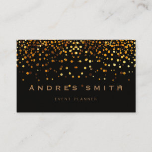 Carte De Visite Parties scintillant Or Faux Foil Confetti Noir