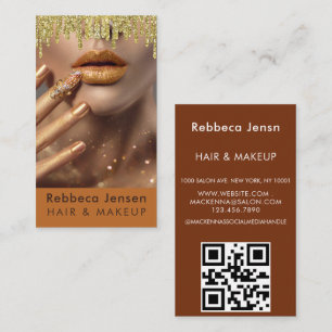 Carte De Visite Parties scintillant or glamme or glam Lips QR Code
