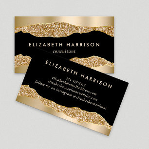 Carte De Visite Parties scintillant or glamour noir