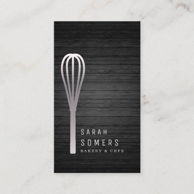 Carte De Visite Parties scintillant Or moderne Whisk Bakery Bois (Devant)