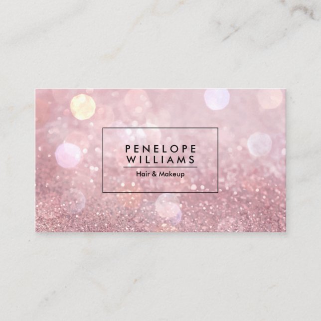 Carte De Visite Parties scintillant or rose (Devant)
