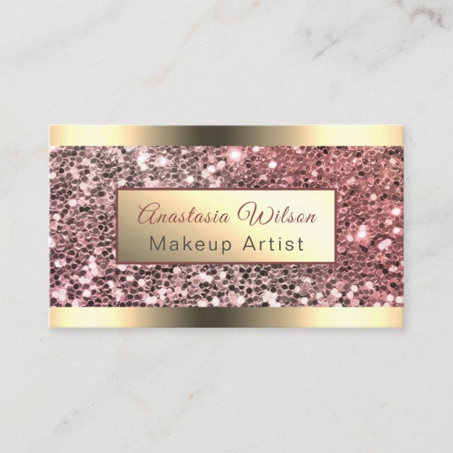 Carte De Visite Parties scintillant or Rose Chic Foil (Devant)