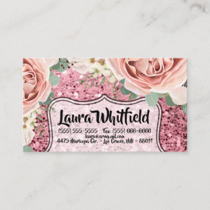 Carte De Visite Parties scintillant or Rose de jardin géométrique