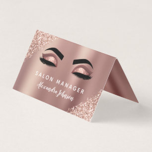 Carte De Visite Parties scintillant or rose et extension Eyelash