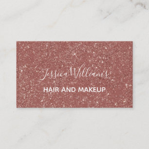 Carte De Visite Parties scintillant or Rose moderne White Script m