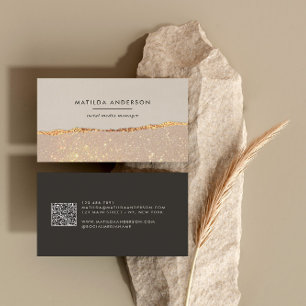 Carte De Visite parties scintillant or rose noir rose moderne QR C