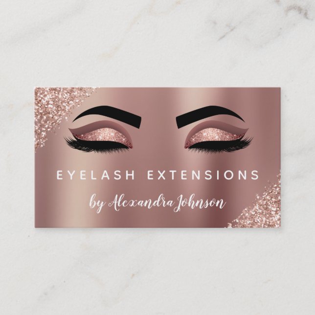 Carte De Visite Parties scintillant or rose Rose Eyelash Lashes Ex (Devant)
