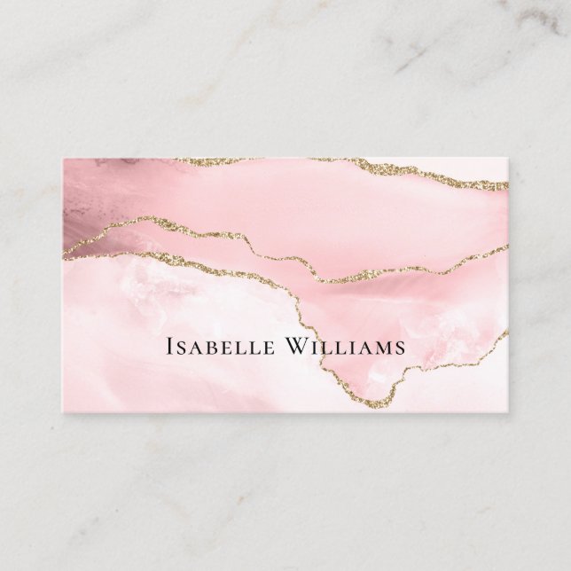 Carte De Visite Parties scintillant or simple en marbre rose clair (Devant)