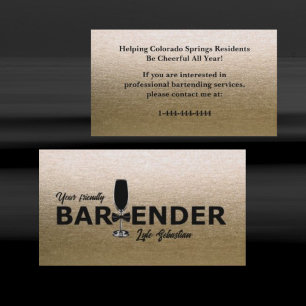 Carte De Visite Parties scintillant or unique Bowtie Bartender Car