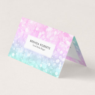 Carte De Visite Parties scintillant Pastel Colors Faux Bokeh