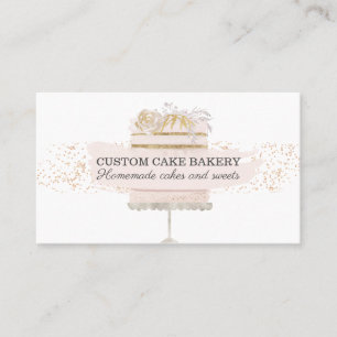 Carte De Visite Parties scintillant Pink Cake Bakery Mariage de pâ