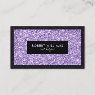 Carte De Visite Parties scintillant Plum-violet Faux Accents Noir