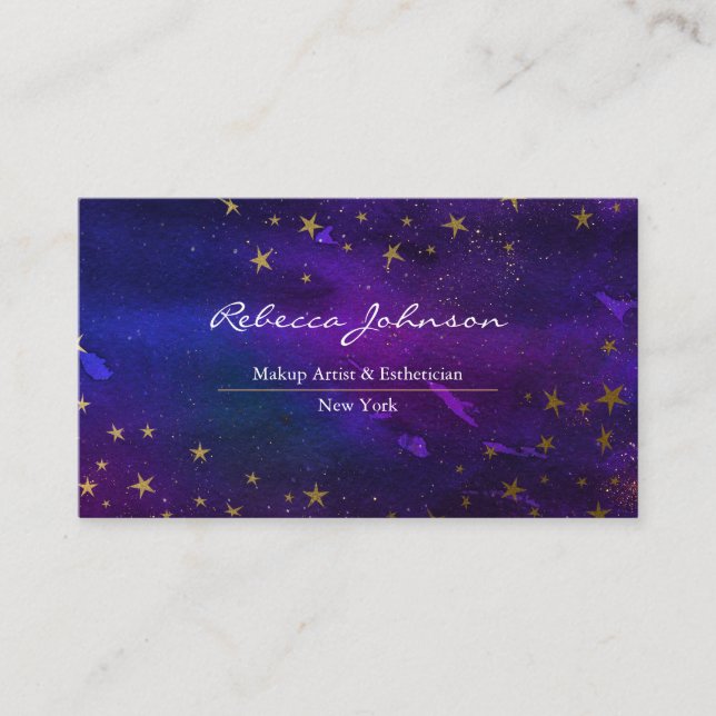 Carte De Visite Parties scintillant Purple Et Or (Devant)