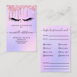 Carte De Visite Parties scintillant Purple Eyelash Extension Clien
