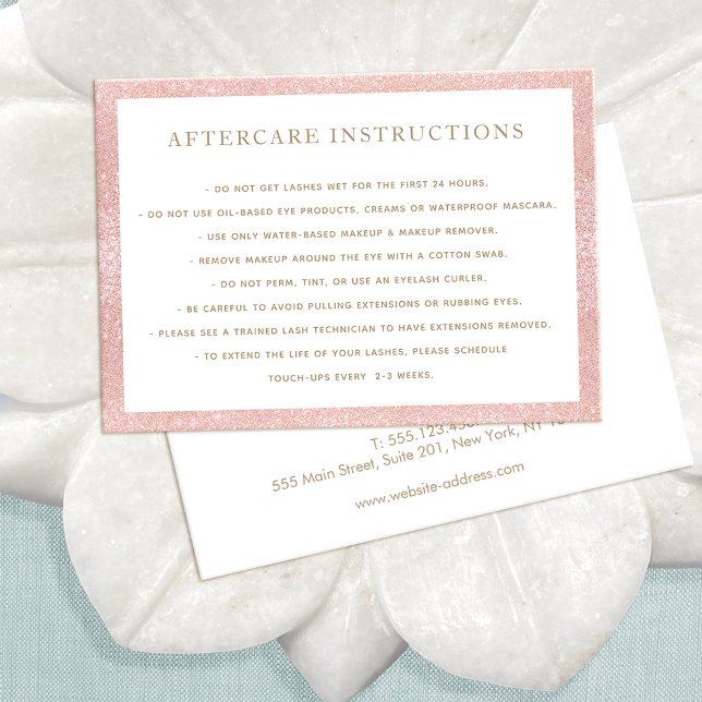 Carte De Visite Parties scintillant rose après soins pour Lash Ext (Créateur téléchargé)