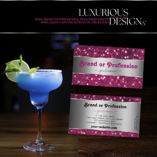 Carte De Visite Parties scintillant Rose Argent Décor Étoiles Élég