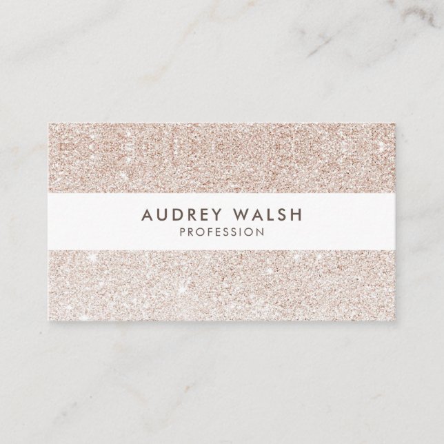 Carte De Visite Parties scintillant rose champagne élégante Blancs (Devant)