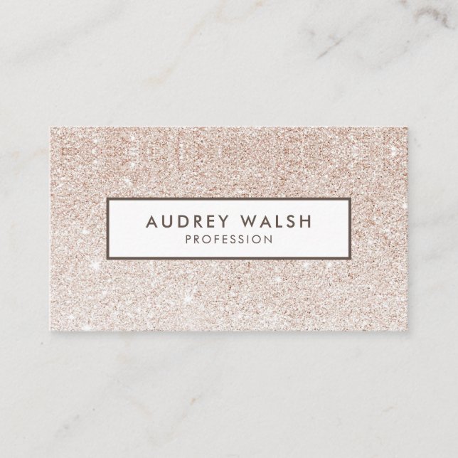 Carte De Visite parties scintillant rose Champagne et blanc (Devant)