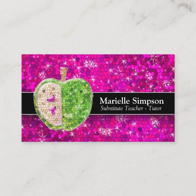 Carte De Visite Parties scintillant rose chaud Apple Substitut ens (Devant)