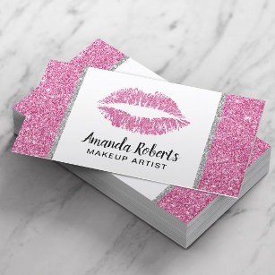 Carte De Visite Parties scintillant rose chaud lèvres maquillage A