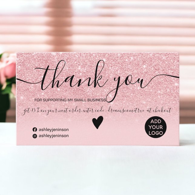 Carte De Visite Parties scintillant rose chic ombre étincelles ord (Chic pink glitter ombre sparkles order thank you business card)
