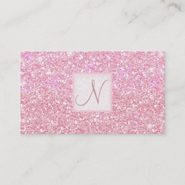 Carte De Visite Parties scintillant rose clair Chic Glam Glitzy Sa (Devant)