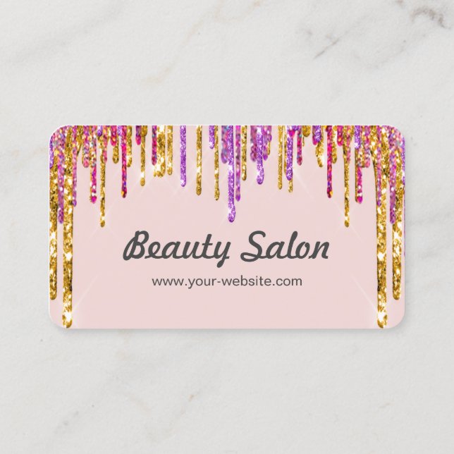 Carte De Visite Parties scintillant rose coiffeuse customisée (Dos)