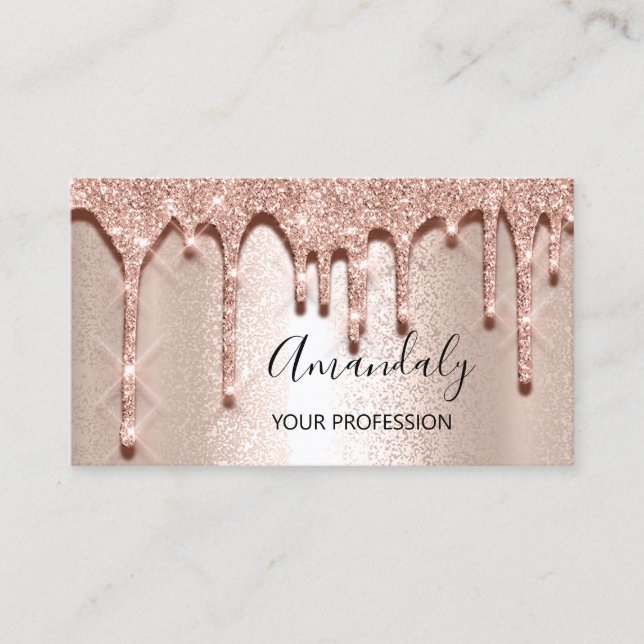 Carte De Visite Parties scintillant Rose de maquillage professionn (Devant)