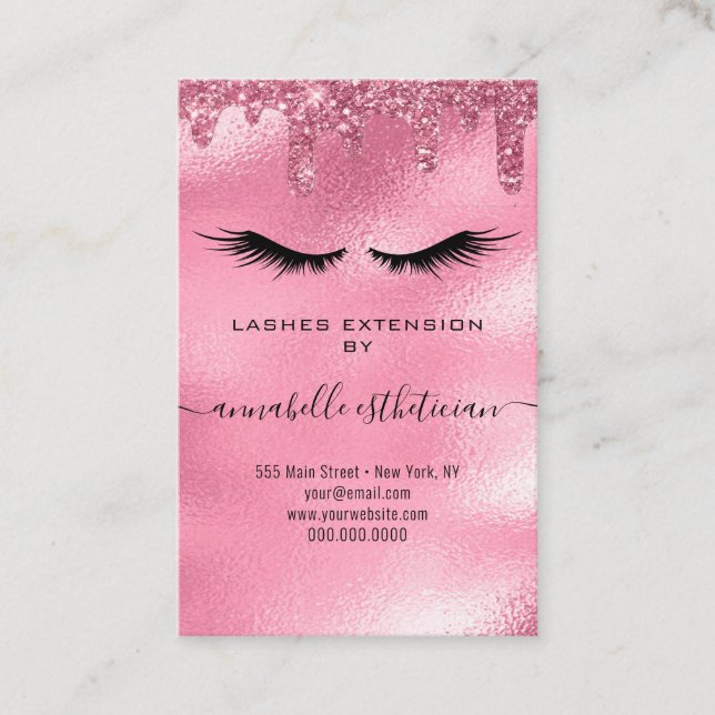 Carte De Visite Parties scintillant Rose Eyelash Extension Enregis (Devant)
