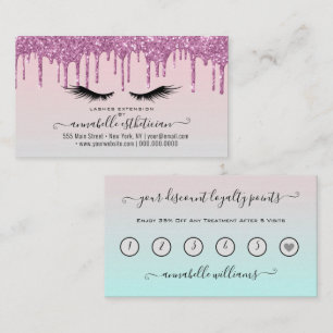 Carte De Visite Parties scintillant Rose Eyelash Extension Fidélit