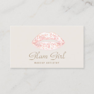 Carte De Visite Parties scintillant rose Fille Glam Lèvres Artiste