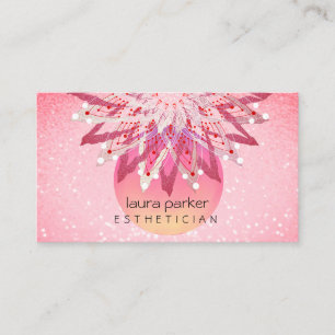 Carte De Visite Parties scintillant rose Fleur Lotus Cosmetologue 