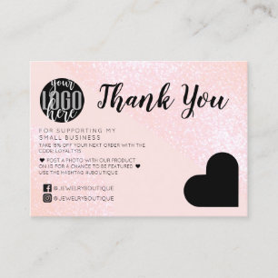 Carte De Visite Parties scintillant rose Geo Heart Logo Client Mer